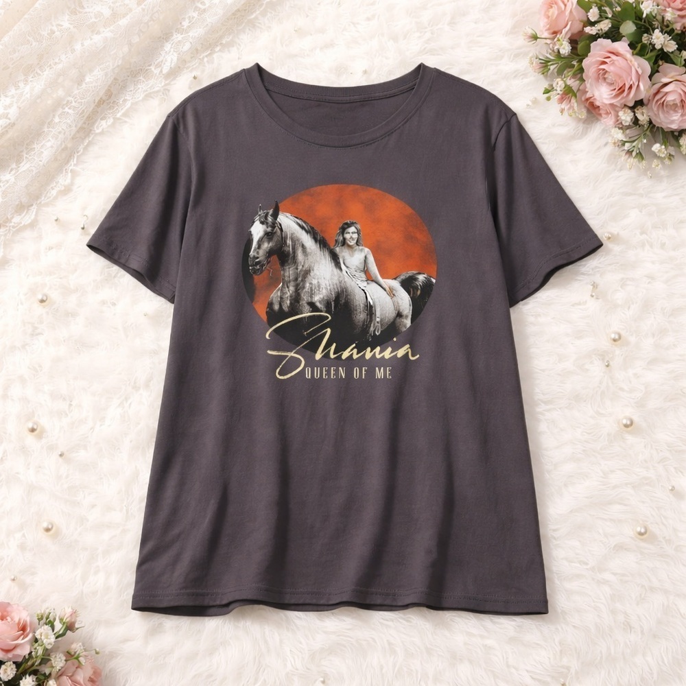 Shania Twain Women’s 1X(14-16) Gray Classic Cotton Crew Tee NWT Country